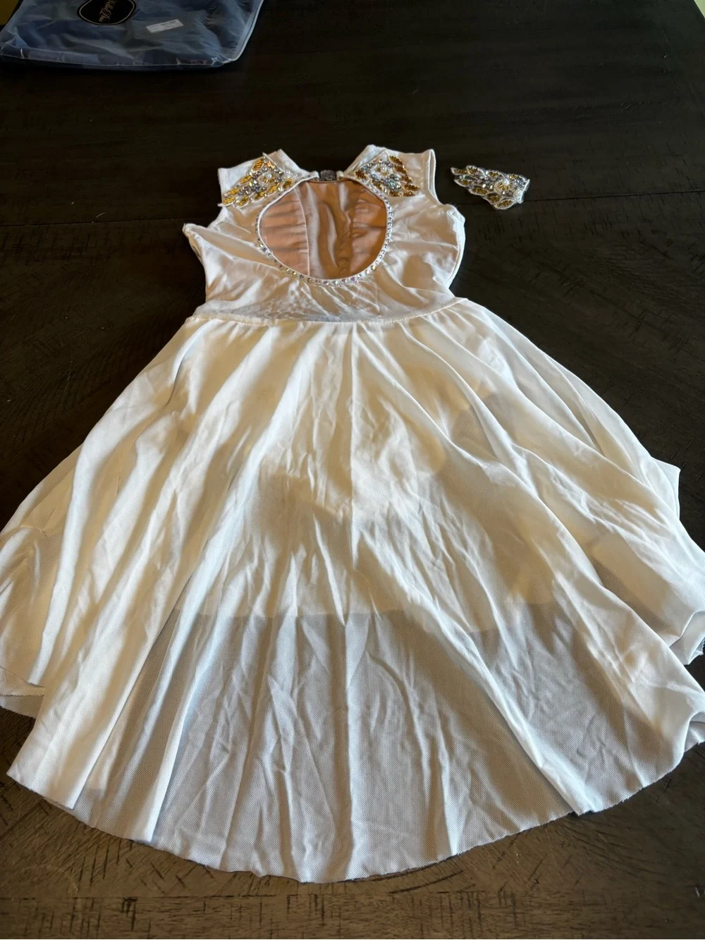 Glamour Embellished White lyrical costume with headpiece